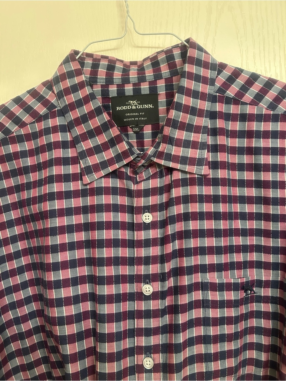 Rodd & Gunn Pink and Navy Plaid Button-Down Shirt